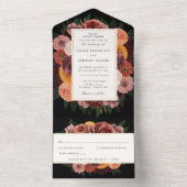 オータム バーガンディ フラワー ウェディング オールインワン招待状 (内側)