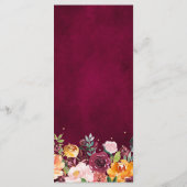 オータム·バーガンディ·赤面·フローラ·ブロッサ結婚ムズ·メニュー メニュー (裏面)