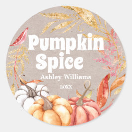 オータム パンプキンスパイス 秋のクラフト紙 ラウンドシール