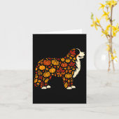 オータム パンプキン フォール バーニーズ マウンテン ドッグ サンクスギ カード (黄色い花)