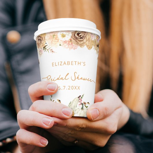 オータム パンプキン フローラル ブライダル シャワー ペーパー カップ 紙コップ