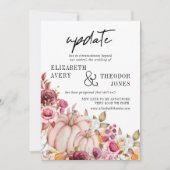 オータム ピンク バーガンディー パンプキン フローラル ウェディング アップデート 招待状 (正面)