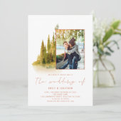 オータム フォレスト フォト QR コード テラコッタ ウェディング 招待状 (スタンド正面)