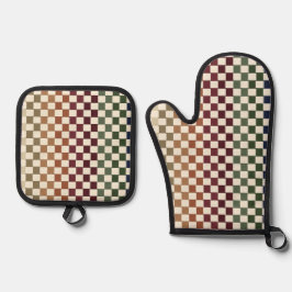 オータム フォール カラー レトロ ウェーブン ループ スタイル 鍋つかみ&鍋敷きセット
