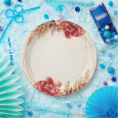 オータム フォール スパイス フローラル ウォーターカラー ウェディング ペーパープレート (パーティー)