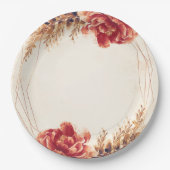 オータム フォール スパイス フローラル ウォーターカラー ウェディング ペーパープレート (正面)