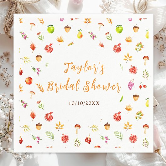 オータム・フォール・ハーベスト・ブライダルシャワー スタンダードカクテルナプキン