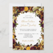 オータム フォール バーガンディ フラワル ルスティック シック ウェディング 招待状 (正面)