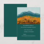 オータム フォール フォレスト ツリー ブルー マウンテン 水彩画 出欠カード (正面/裏面)