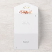 オータム フォール フラワーズ QR コード ゴールド ウェディング オールインワン招待状 (外側)