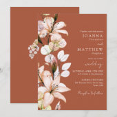 オータム フォール フラワーテラコッタ モノグラム ウェディング 招待状 (正面/裏面)