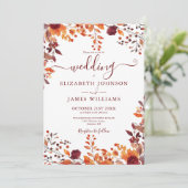 オータム フォール フローラル リーフ フォト ウェディング 招待状 (スタンド正面)