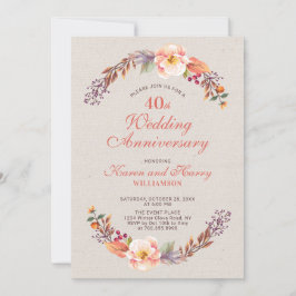 オータム/フォール フローラル 40周年 結婚記念日 招待状