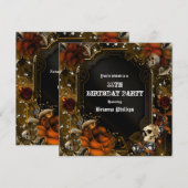 オータム フォール ブラウン ローズ スカル ゴシック インビテーション (正面/裏面)