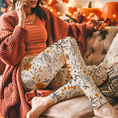 オータム フォール ベリー 葉と枝のパターン レギンス