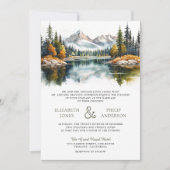 オータム フォール マウンテン フォレスト レイク QR コード ウェディング 招待状 (正面)