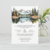 オータム フォール マウンテン フォレスト レイク QR コード ウェディング 招待状 (スタンド正面)