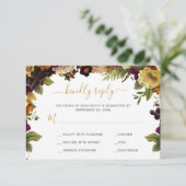 オータム フォール ラスティック フラワーのウェディング返信 出欠カード (スタンド正面)
