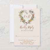 オータム フォール ラスティック フラワーテラコッタ ウェディング 出欠カード (正面)