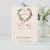 オータム フォール ラスティック フラワーテラコッタ ウェディング 出欠カード (スタンド正面)