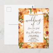 オータム フォール ラブ グリーンナリー ラスティック ウェディング ポストカード (正面/裏面)