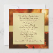 オータム フォール リーフ モノグラム ゴールド リボン 招待状 (裏面)
