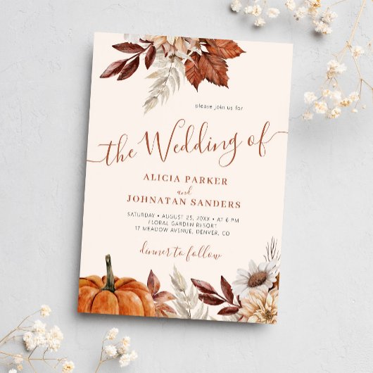 オータム フォール QR コード ボヘミアンビジュー ウェディング 招待状