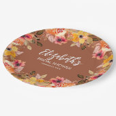 オータム フラワーズ ブライダル シャワー テラコッタ ペーパープレート (アングル)