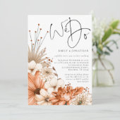 オータム フラワーズ 私たちのために スクリプト QR コード ウェディング 招待状 (スタンド正面)