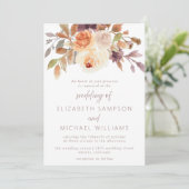 オータム フラワーテラコッタ プラム ウェディング インビテーション (スタンド正面)