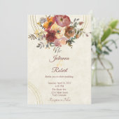 オータム フラワール ゴールド カスタム ウェディング 招待状 (スタンド正面)