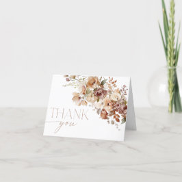 オータム フラワー ブラウン タン ボーホー フラワーズ サンクス カード