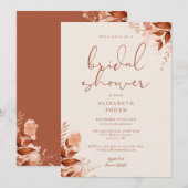 オータム フルール ラスティック フラワーブライダルシャワー 招待状 (正面/裏面)