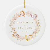 オータム フローラル ウォーターカラー リース ボヘミアンパーソナライズド セラミックオーナメント (裏面)