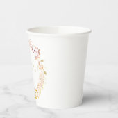 オータム フローラル ウォーターカラー リース ボーホー パーソナライズド 紙コップ (左)