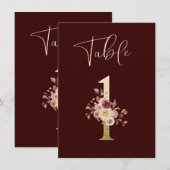 オータム フローラル テーブル ウェディング ナンバー カード (正面/裏面)