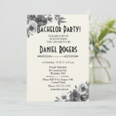 オータム フローラル バチェラーパーティー グレースケール 招待状 (スタンド正面)