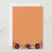 オータム フローラル バーン オレンジ ゴールド グリッター ウェディング 招待状 (裏面)