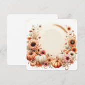 オータム フローラル パンプキンズ 背景 招待状 (正面/裏面)