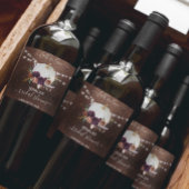 オータム フローラル パンプキン ウッド ブライダルシャワー ワインラベル