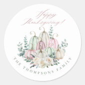 オータム フローラル パンプキン 感謝祭 ラウンドシール (正面)