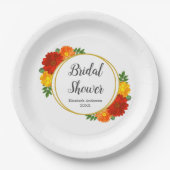 オータム フローラル ブライダル シャワー ペーパープレート (正面)
