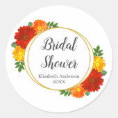 オータム フローラル ブライダル シャワー ラウンドシール (正面)