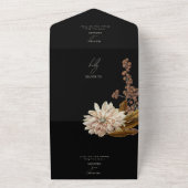 オータム フローラル ブラック ウォーターカラー 秋のウェディング オールインワン招待状 (外側)