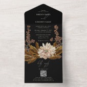 オータム フローラル ブラック ウォーターカラー 秋のウェディング オールインワン招待状 (内側)