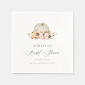 オータム フローラル ホワイト パンプキン ブライダル シャワー スタンダードカクテルナプキン (正面)