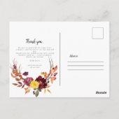 オータム フローラル ボールド ウォーターカラー ブルーム サンクス ポストカード (裏面)