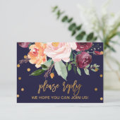 オータム フローラル メニュー選択 RSVP カード (スタンド正面)