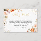 オータム フローラル リーフ ゴールド グリッター ウェディング 詳細 エンクロージャーカード (正面)