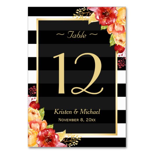 オータム フローラル リーフ フォール ウェディング テーブル ナンバー テーブルナンバー (正面)